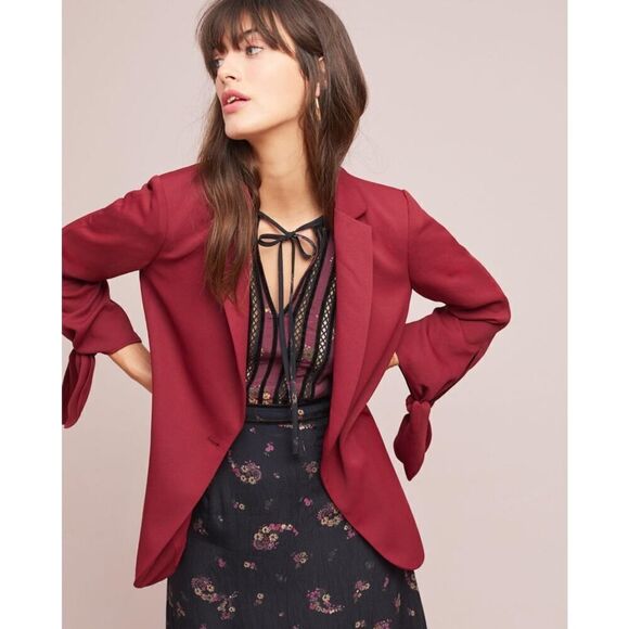 Cartonnier by Anthropologie Tied Sleeve Blazer - Size: 12 - Picture 1 of 13